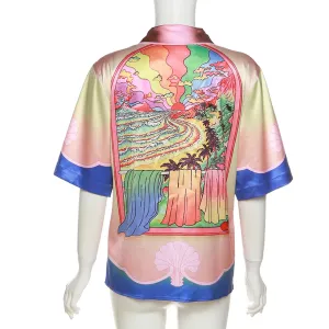 Rainbow Ombre Satin Shirt