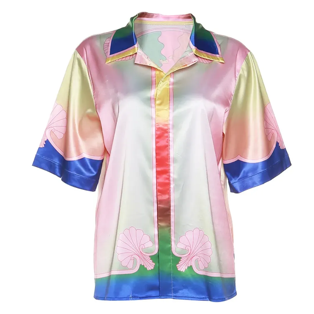 Rainbow Ombre Satin Shirt