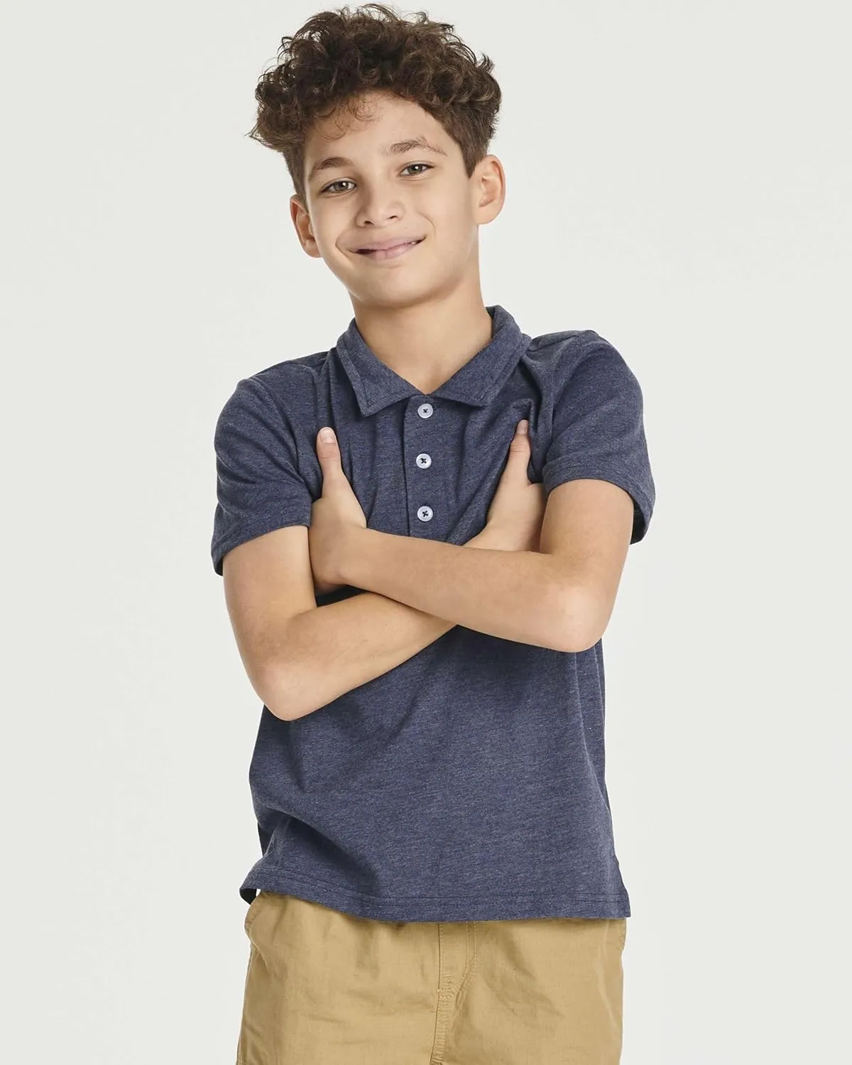 Real Essentials 3 Pack: Boys' Short Sleeve Jersey Cotton Polo Shirt - Uniform Youth Dress Shirt (Ages 4-18)