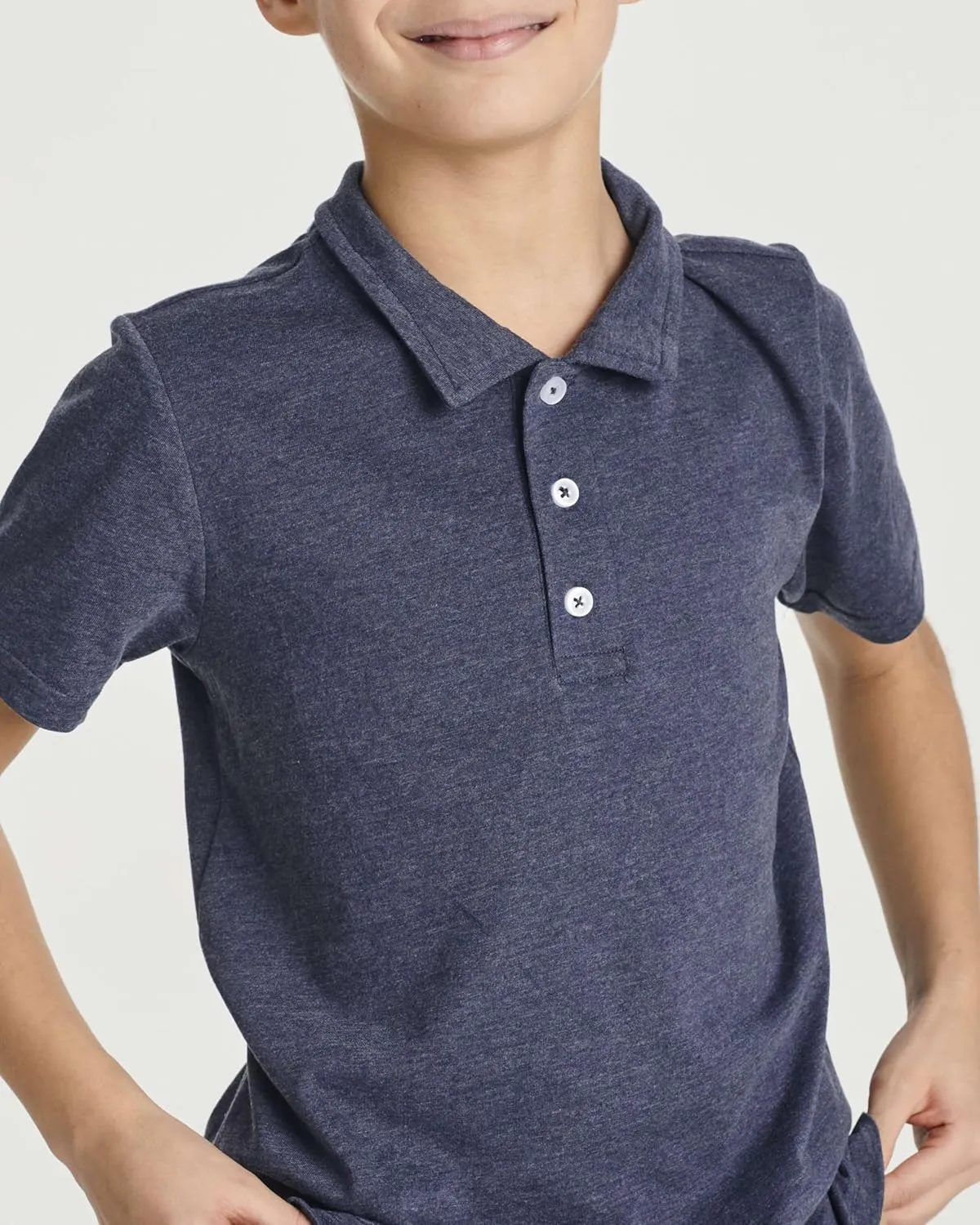 Real Essentials 3 Pack: Boys' Short Sleeve Jersey Cotton Polo Shirt - Uniform Youth Dress Shirt (Ages 4-18)