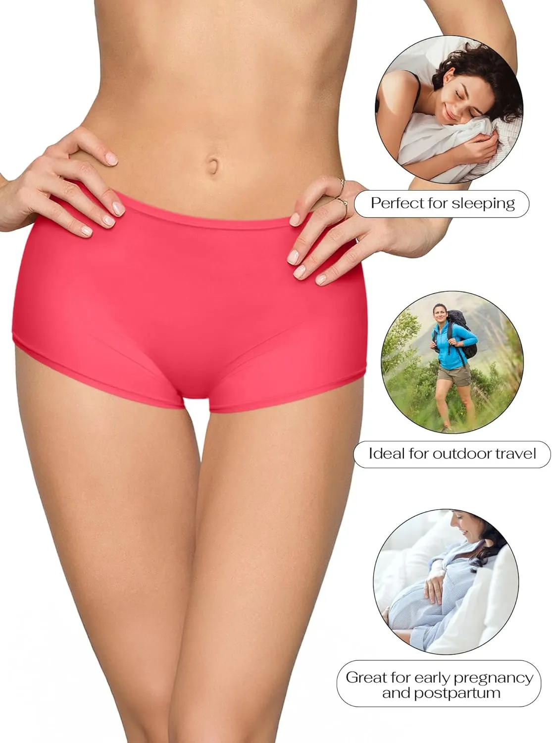 REORIA High Waisted Underwear for Women Full Coverage Boy Shorts Boxer Briefs 4 Pack