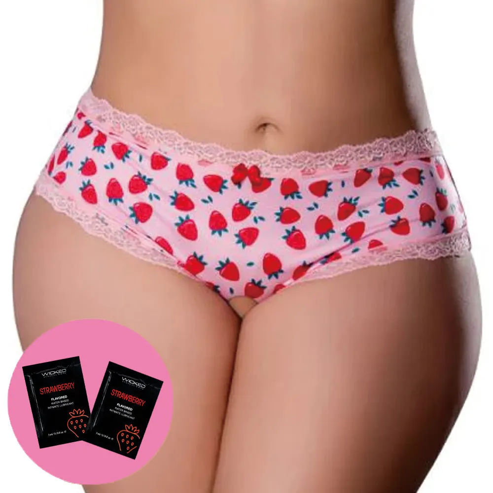 Sweet Treats Crotchless Boy Short & Flavoured Lubricant - Curvy