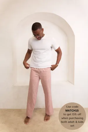 Taylor Crinkle Cotton Men's Pyjama Trouser - Cinnamon Cherry