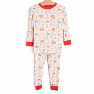 Wake and Work Bamboo Pajama Set, Red