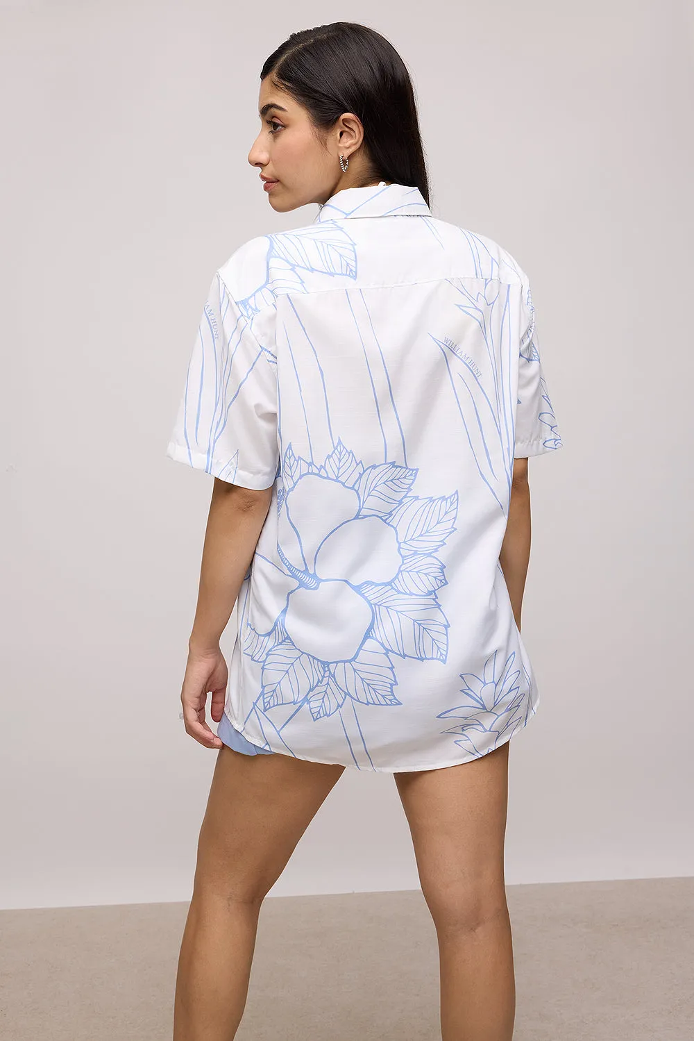 White Floral Resort Women's Shirt