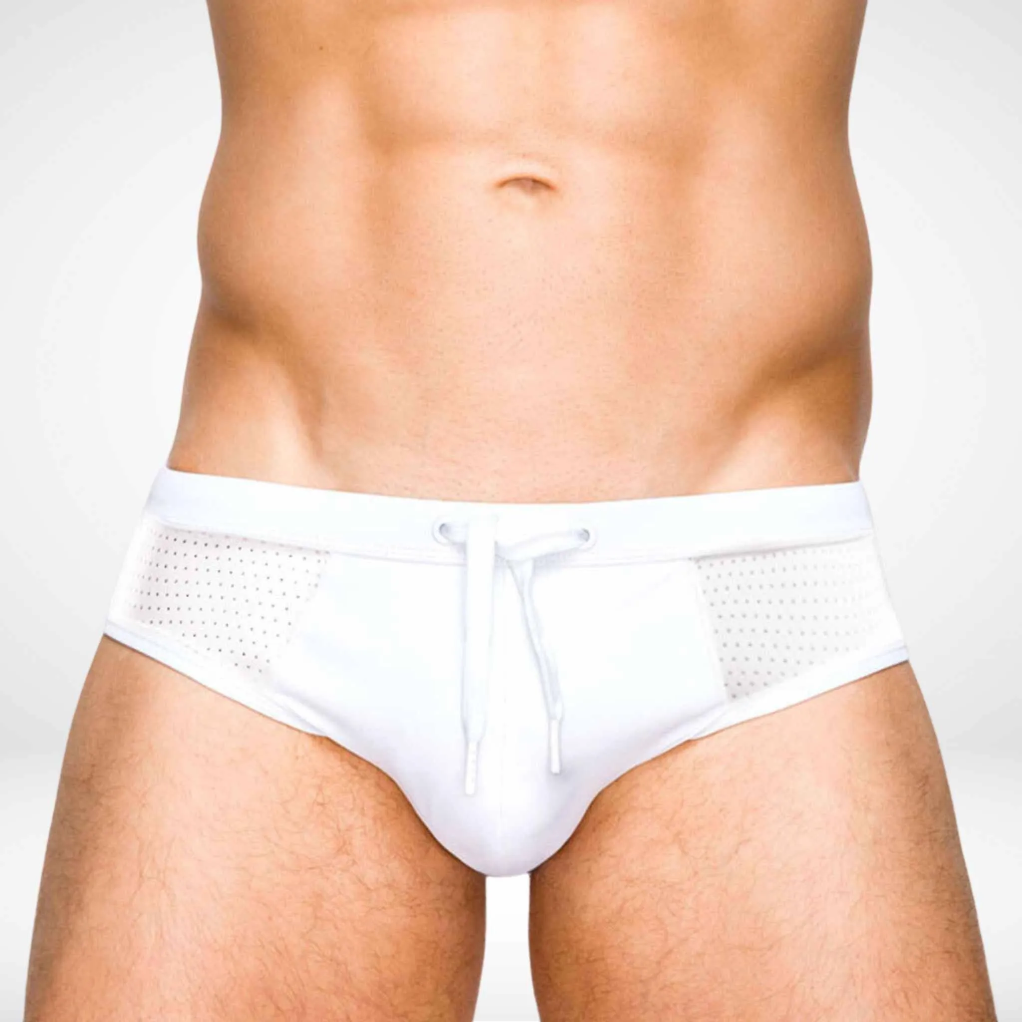 White Mesh Swim Briefs