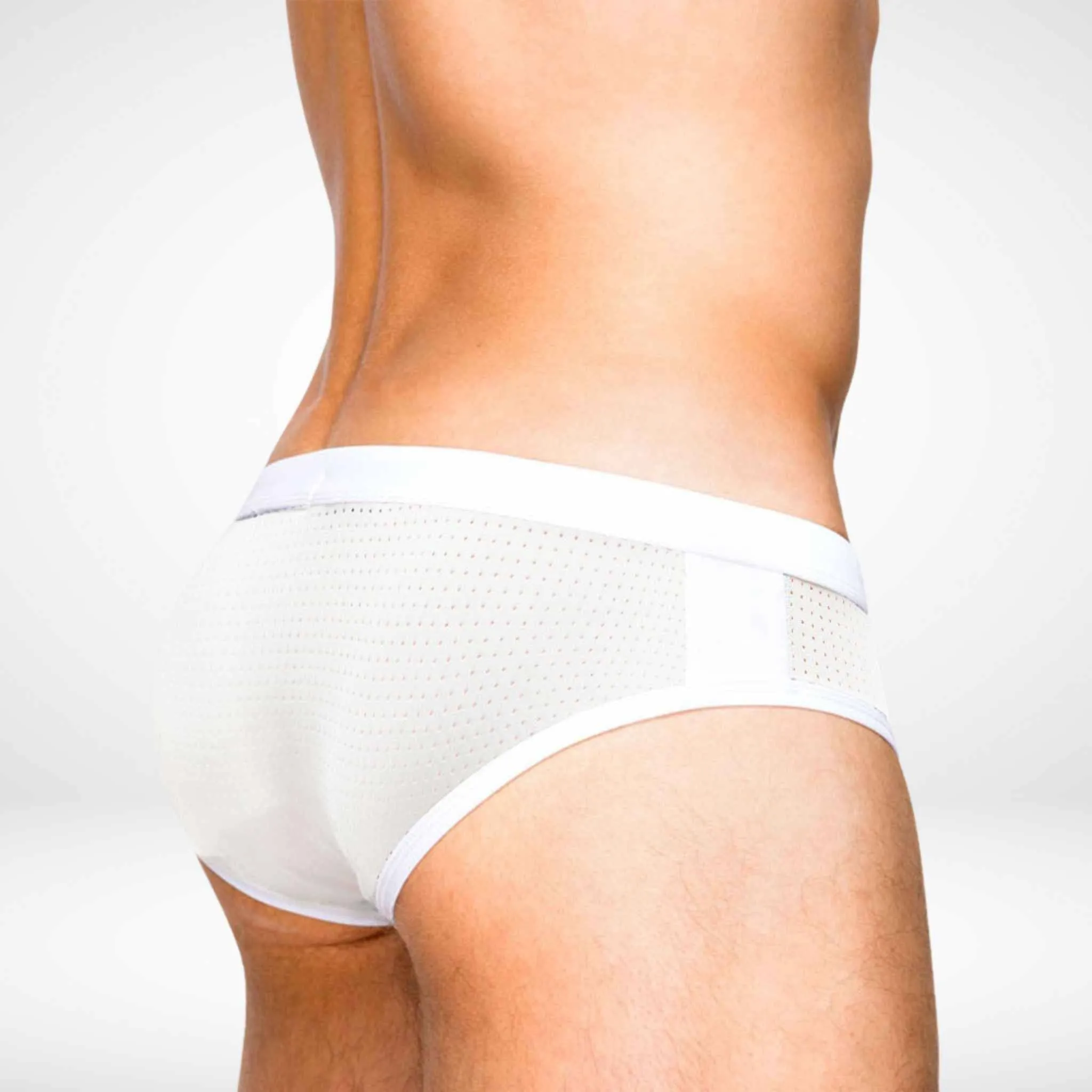 White Mesh Swim Briefs