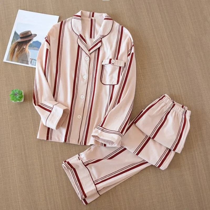Wide Stripe Pajama Suit Set