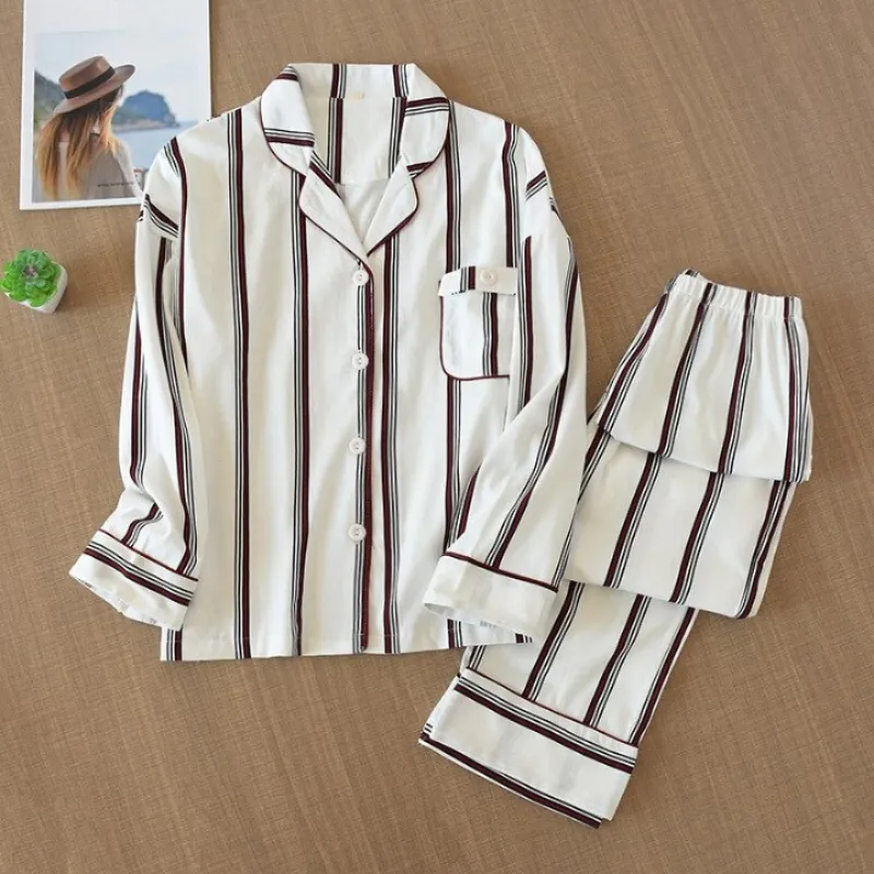 Wide Stripe Pajama Suit Set