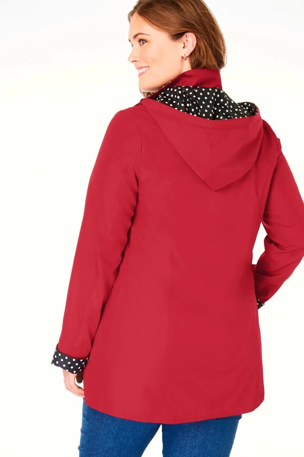 Woman Within Plus Size Dot Trim Raincoat