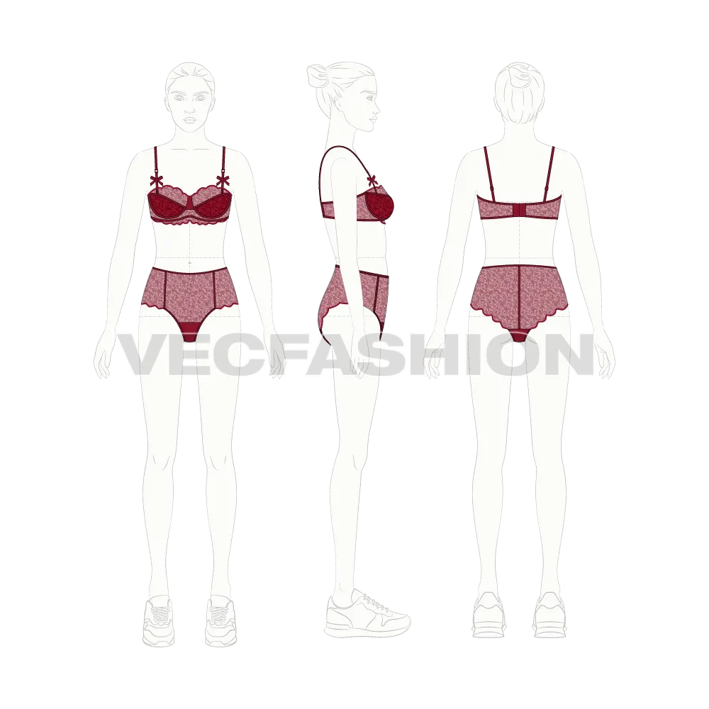 Women Laced Bra and Panties Set
