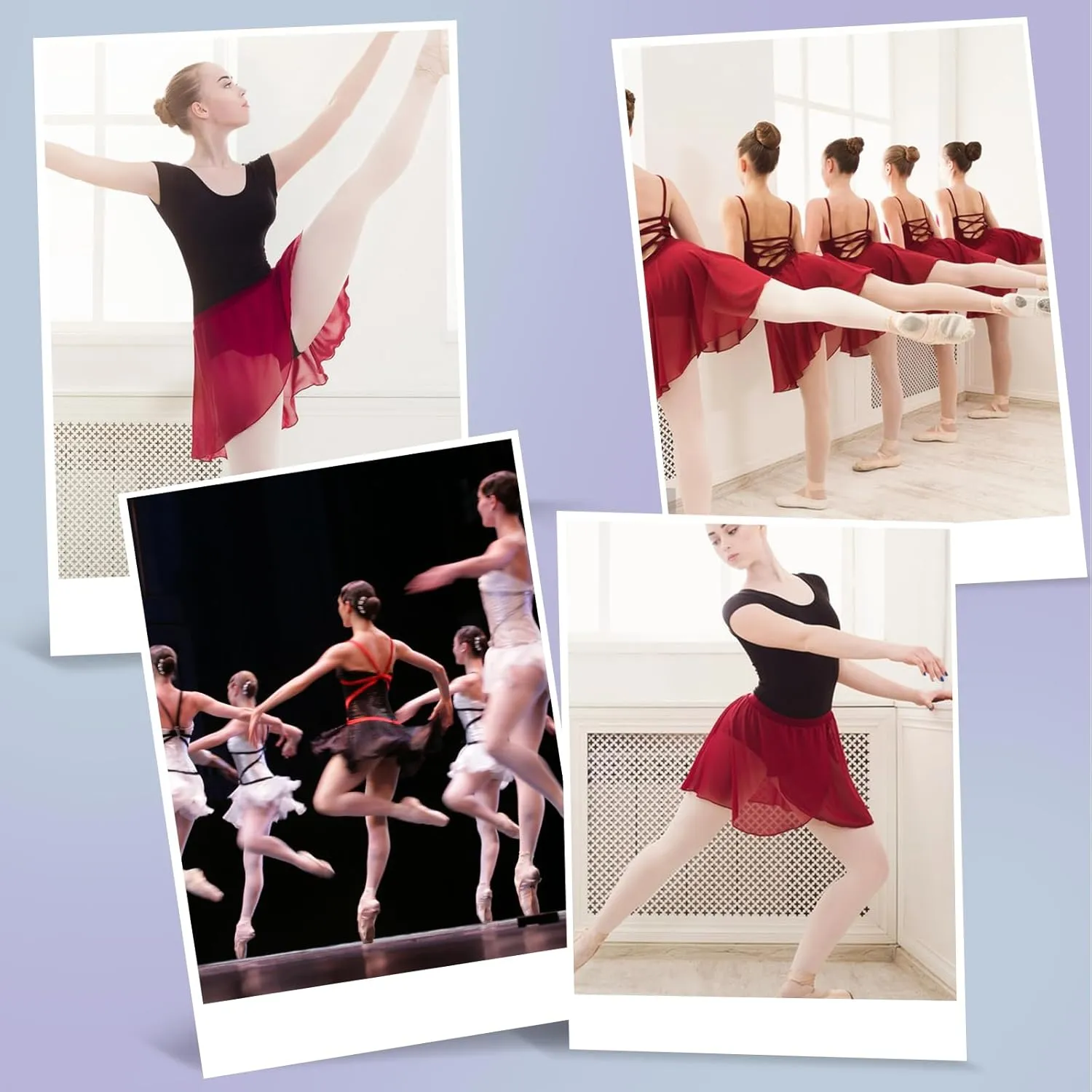 Women's Ballet Wrap Skirt Chiffon Dance Wrap Skirt with Adjustable Waist Tie Gymnastics Ballet Skirts for Women