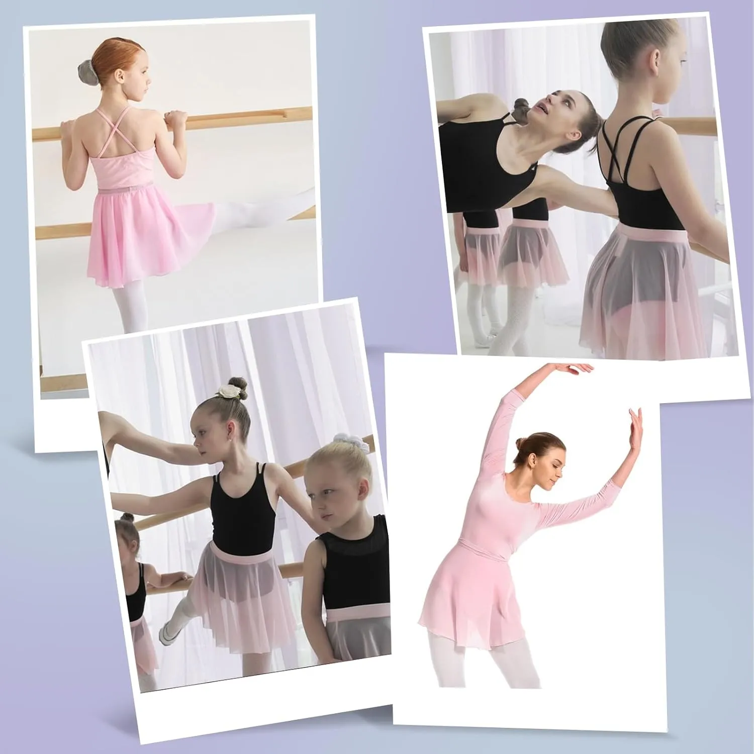 Women's Ballet Wrap Skirt Chiffon Dance Wrap Skirt with Adjustable Waist Tie Gymnastics Ballet Skirts for Women
