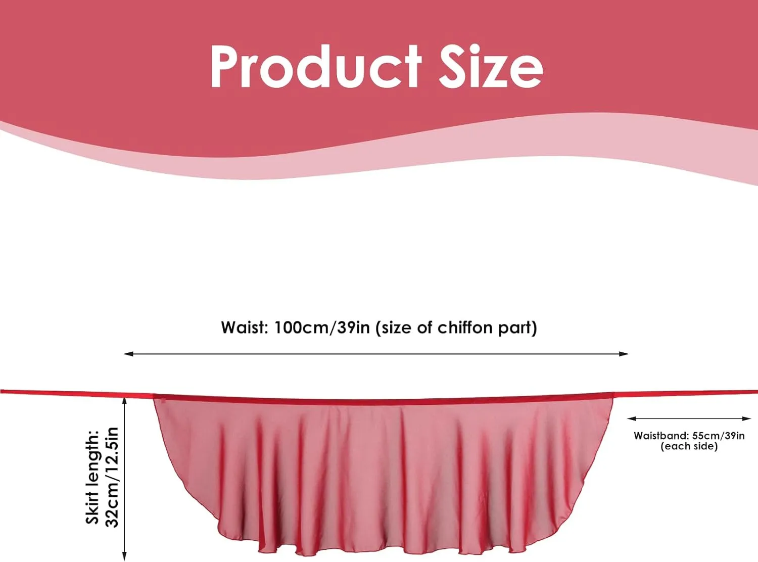 Women's Ballet Wrap Skirt Chiffon Dance Wrap Skirt with Adjustable Waist Tie Gymnastics Ballet Skirts for Women