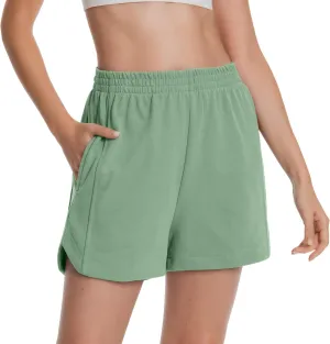 Womens Sweat Shorts Cotton Curved Hem Casual Lounge Short Workout Athletic Shorts with Pockets