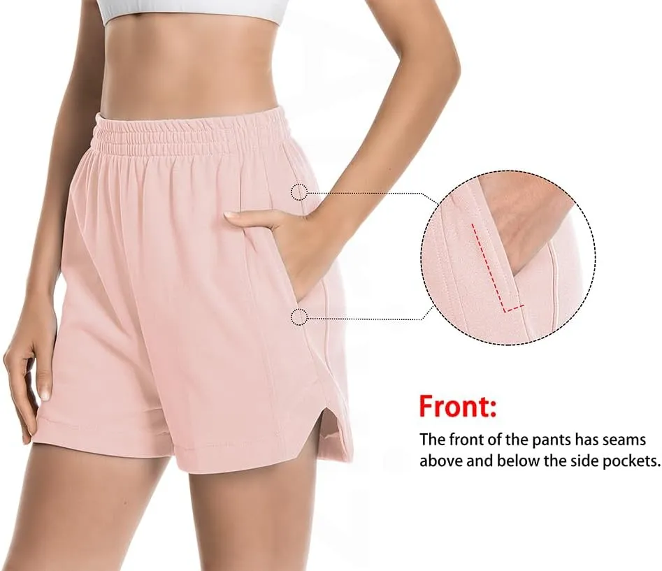 Womens Sweat Shorts Cotton Curved Hem Casual Lounge Short Workout Athletic Shorts with Pockets