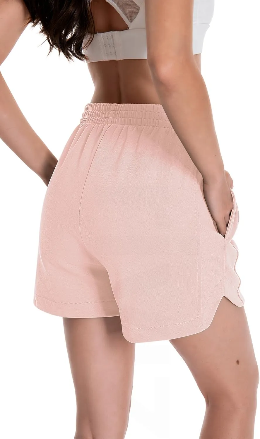 Womens Sweat Shorts Cotton Curved Hem Casual Lounge Short Workout Athletic Shorts with Pockets